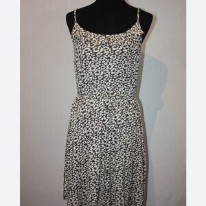 Ann Taylor Loft Brown and White Spaghetti Strap Dress